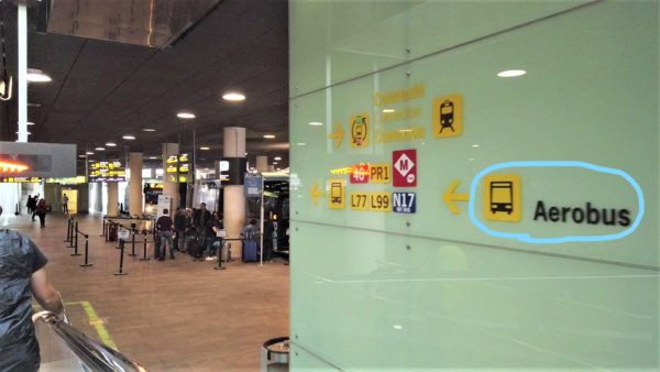バルセロナ空港ターミナル１から空港バス(Aerobus)乗り場までの行き方